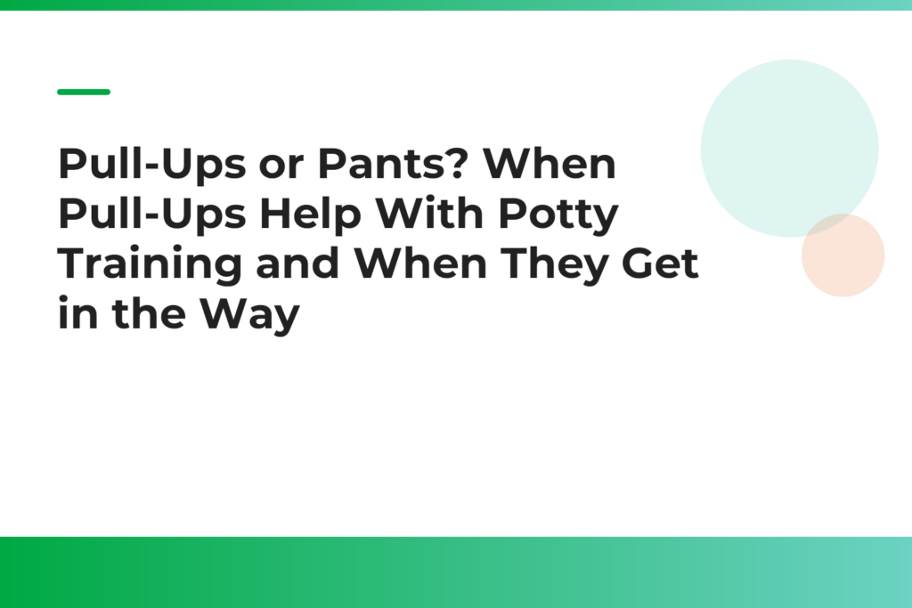 A parent helps a toddler step into cotton pants in a bright living room, with a small stack of folded pants nearby.